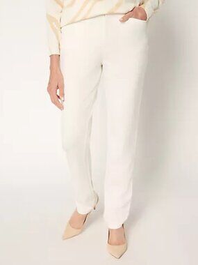 BEAUTIFUL by Lawrence Zarian REG Silky Ponte Tailored Pant, Ivory Sz 18W a70494